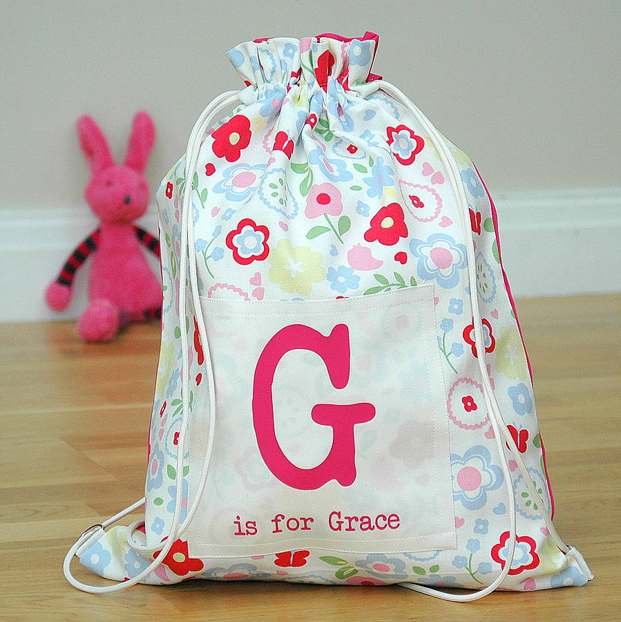 Girls Personalised Kit Bags Printed Name By The Alphabet Gift Shop